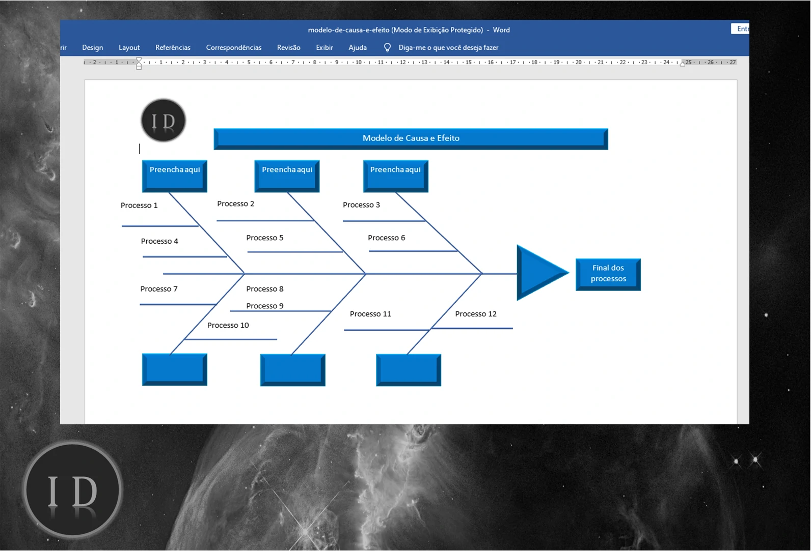 Diagrama de Causa e Efeito (Espinha de Peixe)  Excel