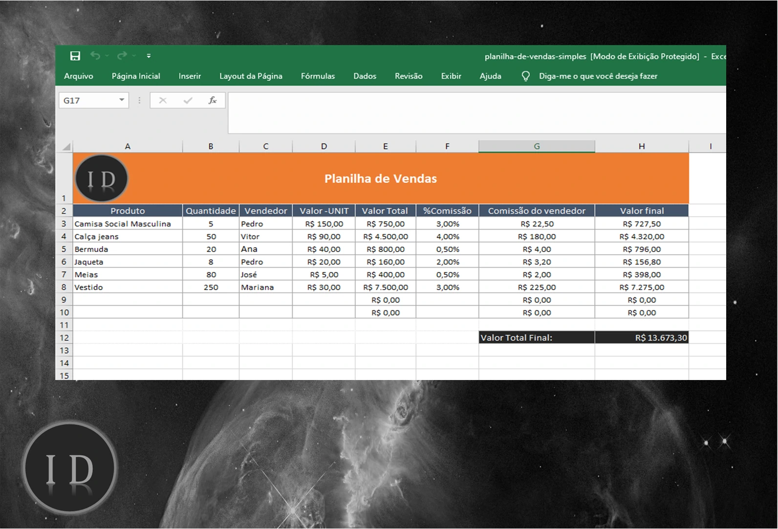 Planilha Controle de Vendas Simples  Cálculo Fácil