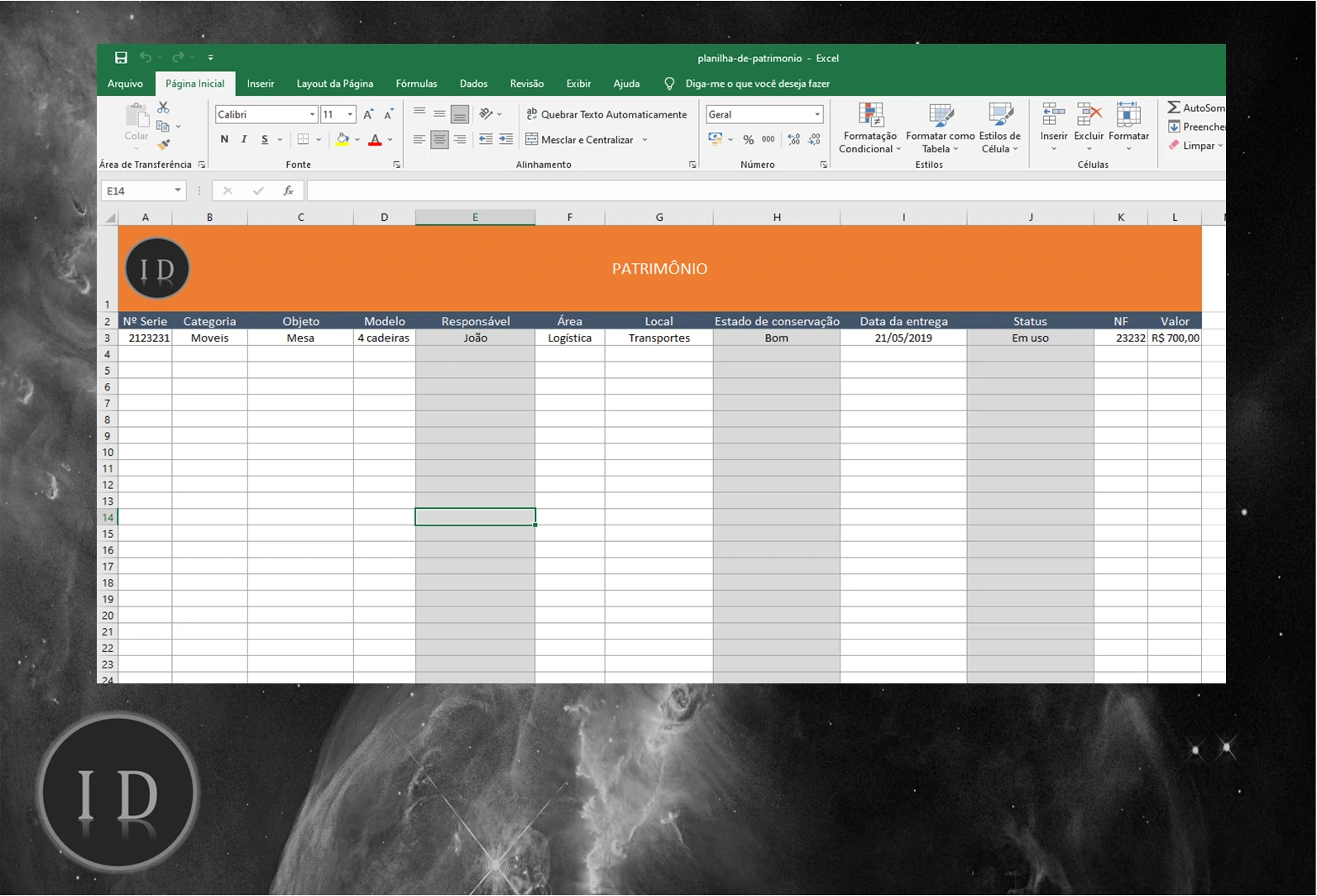Planilha de Patrimônio e Controle de Bens da Empresa