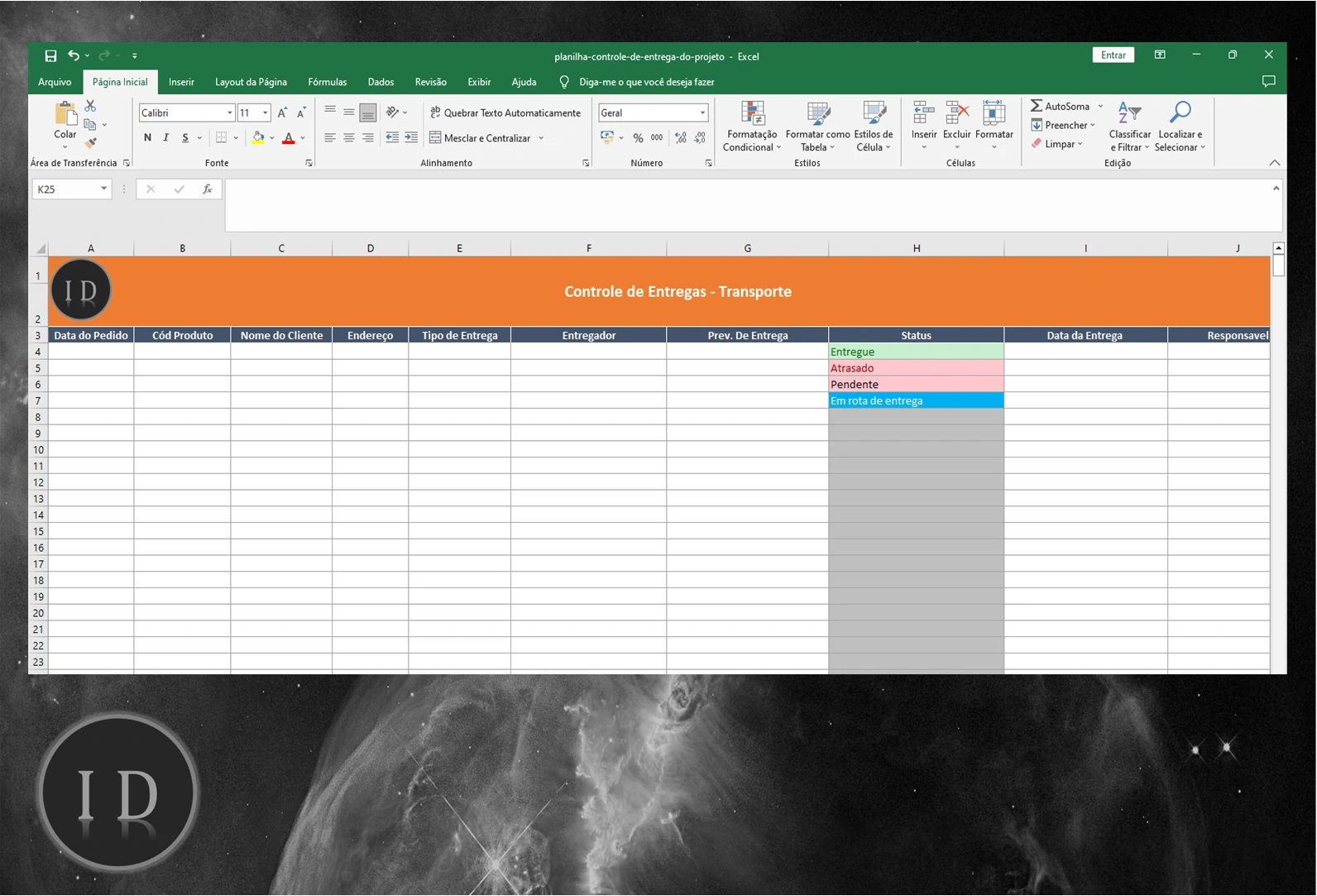 Planilha Entregas Transporte Motoboy  Pedidos