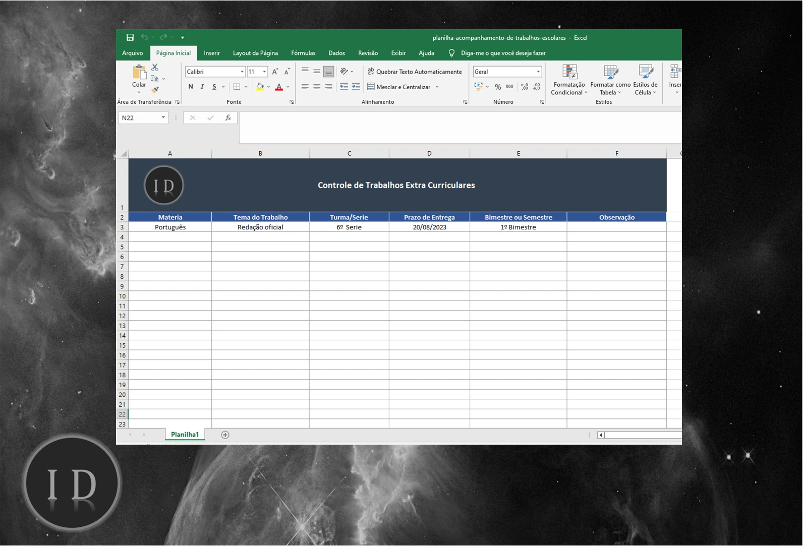 Planilha Acompanhamento Trabalhos Escolares