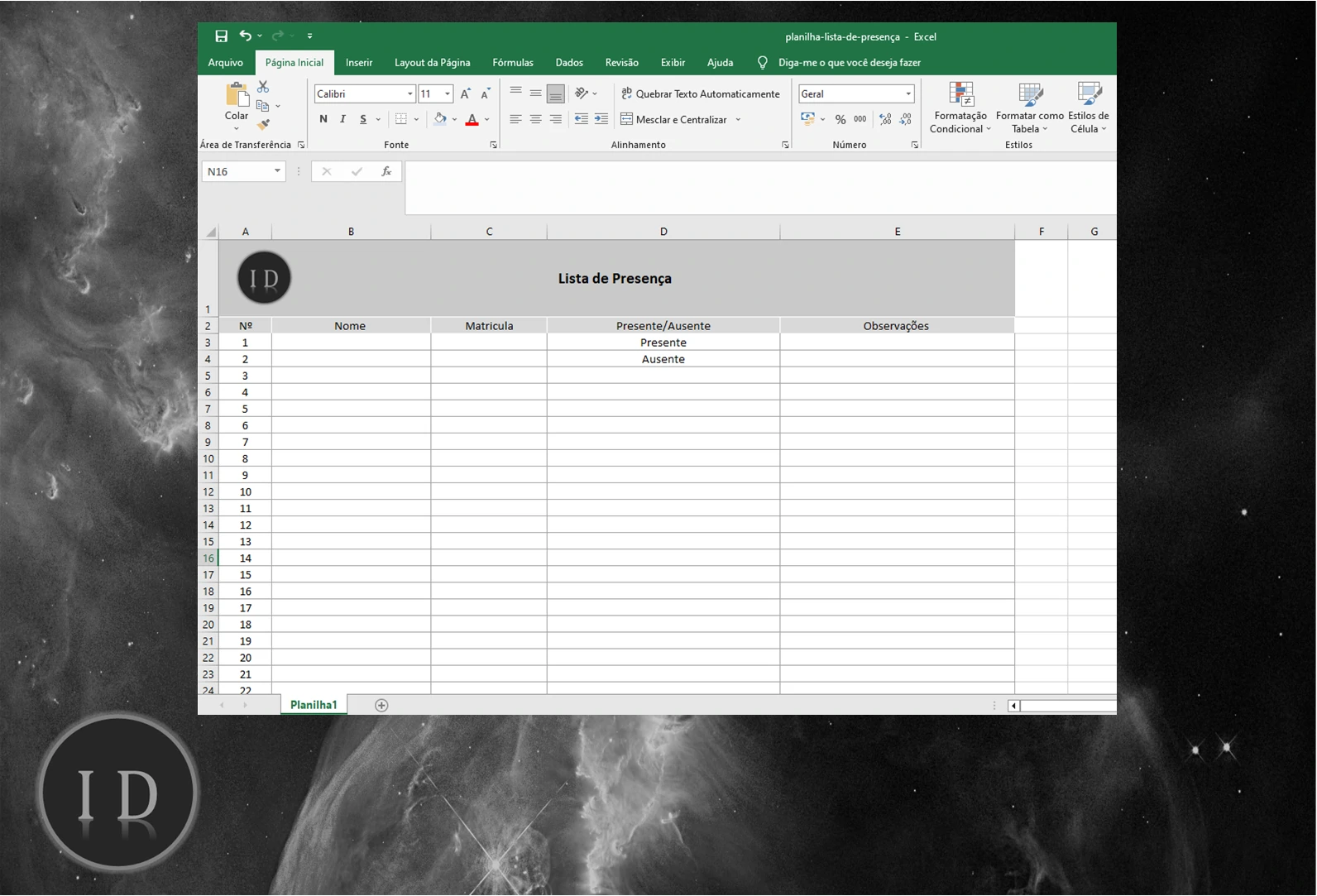 Planilha Lista de Presença  Eventos e Reuniões