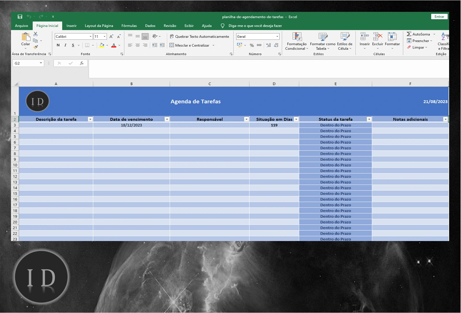 Planilha Agenda de Tarefas e Atividades Diárias