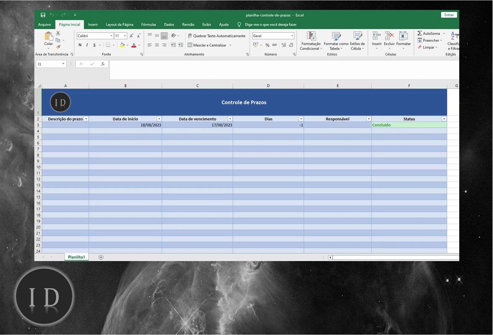 Planilha Controle de Prazos (Deadlines)  Gestão