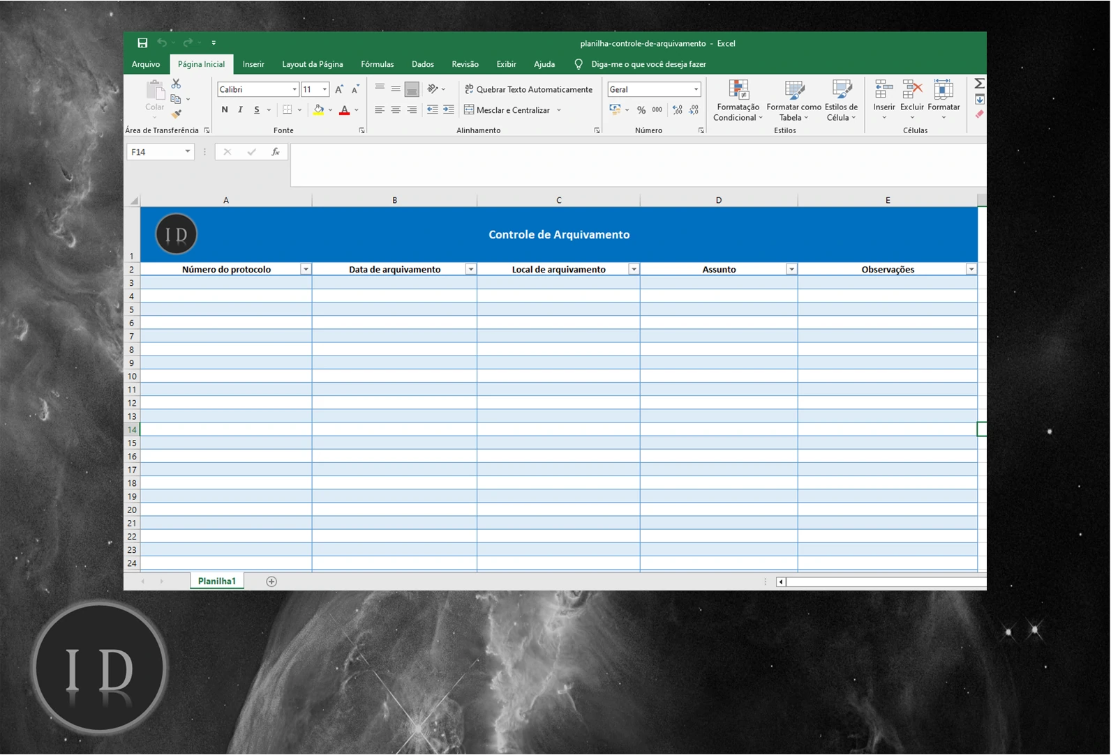 Planilha Controle de Arquivamento de Documentos