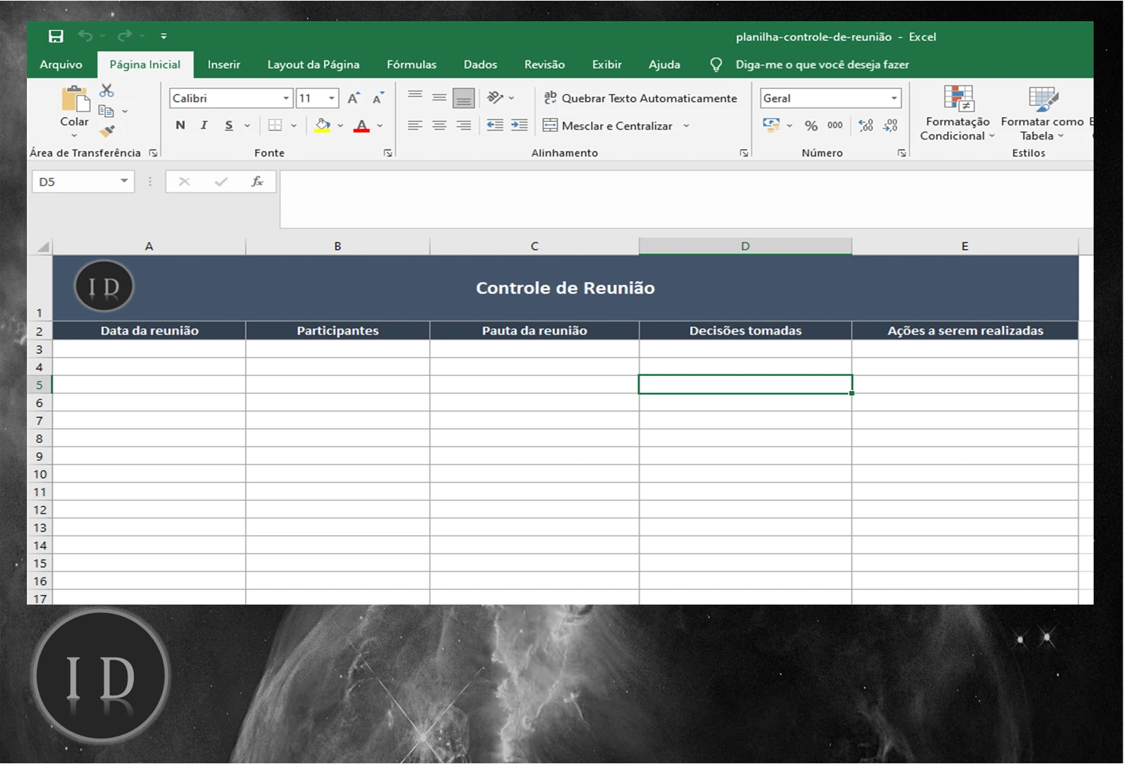 Planilha Controle de Reunião  Pauta e Acompanhamento