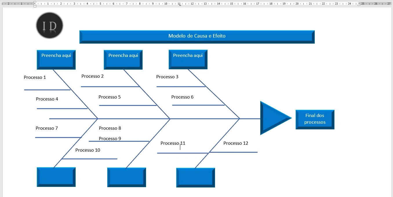 Diagrama de Causa e Efeito (Espinha de Peixe)  Excel