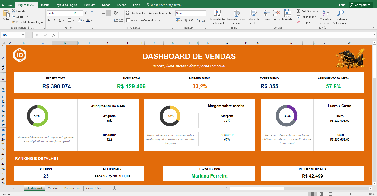 Planilha controle de vendas simples calculo facil 1