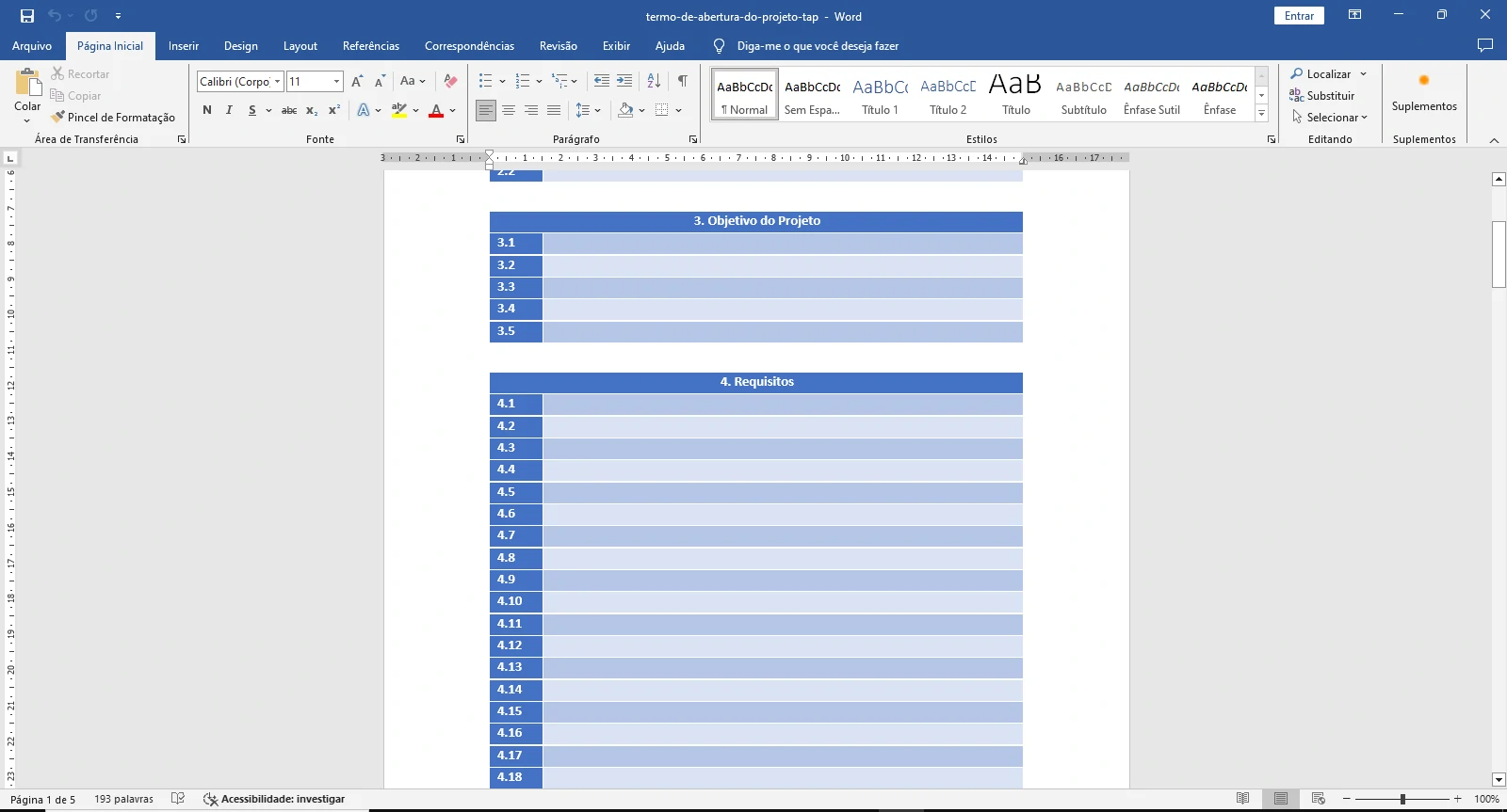Termo de Abertura do Projeto (Project Charter)