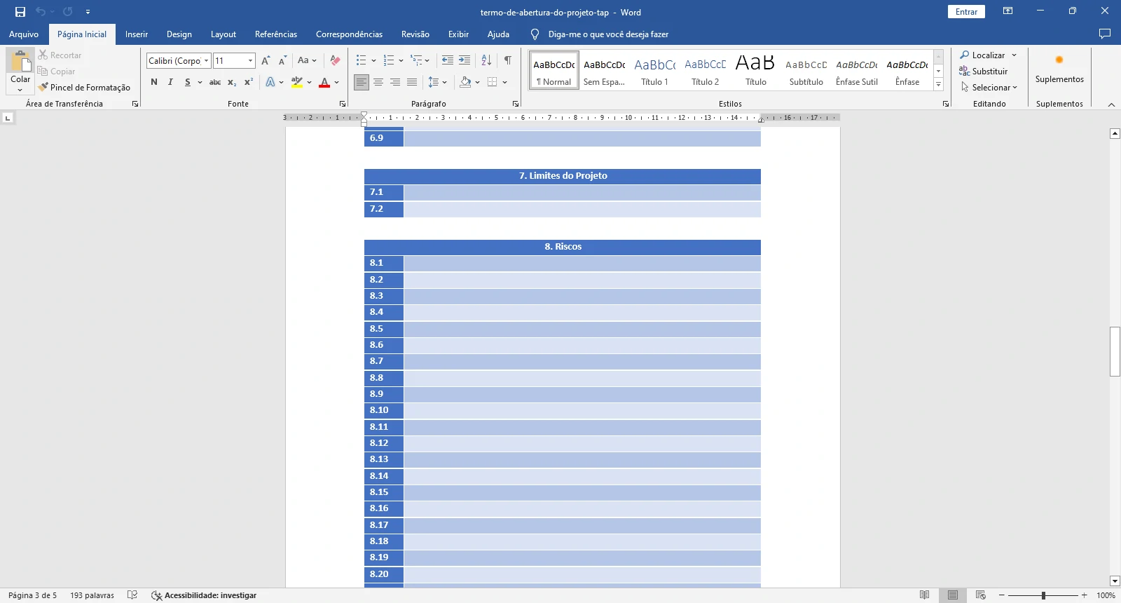 Termo de Abertura do Projeto (Project Charter)