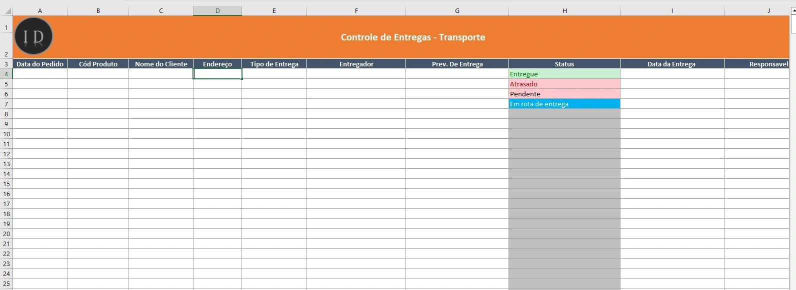 Planilha Entregas Transporte Motoboy  Pedidos
