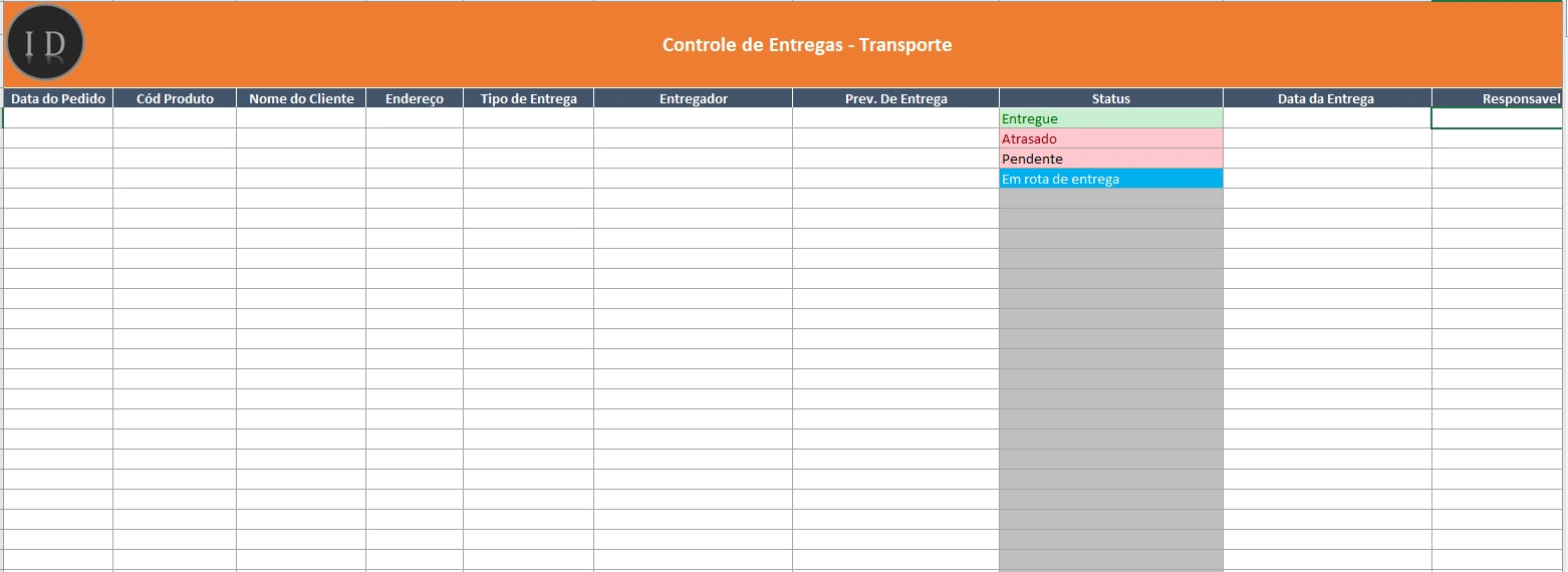Planilha Entregas Transporte Motoboy  Pedidos