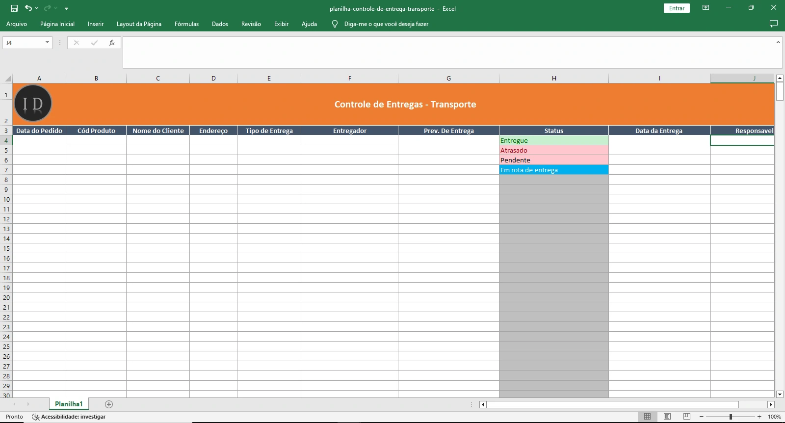 Planilha Entregas Transporte Motoboy  Pedidos