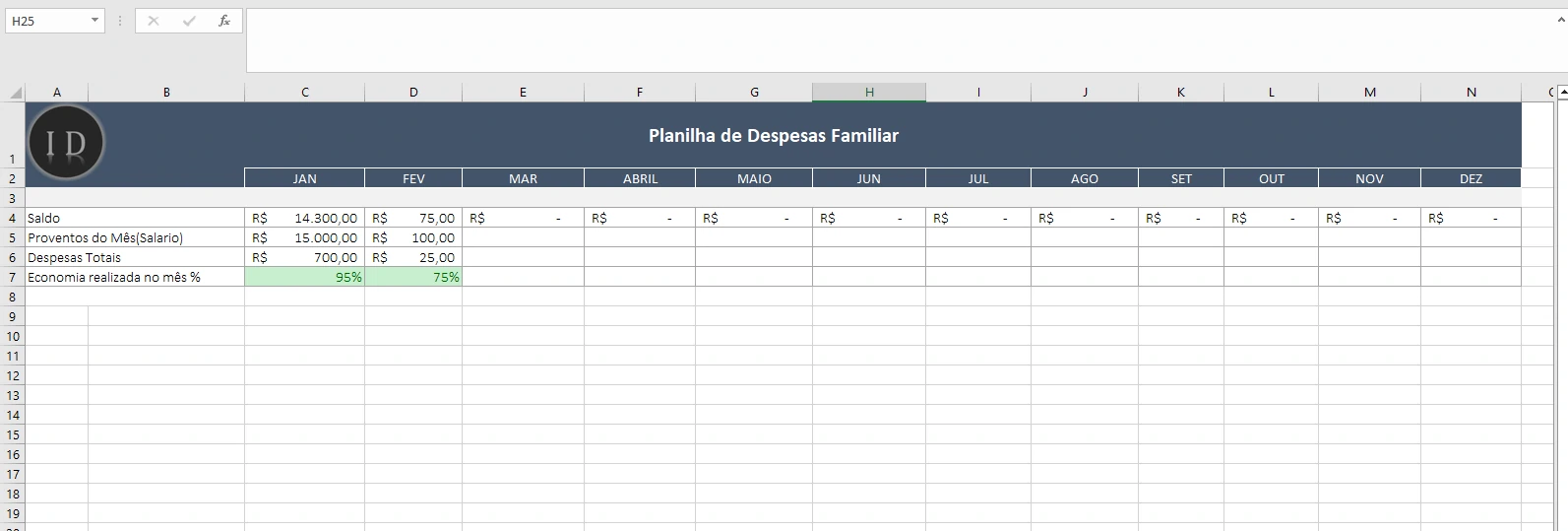 Planilha de Gastos Familiar e Despesas Mensais