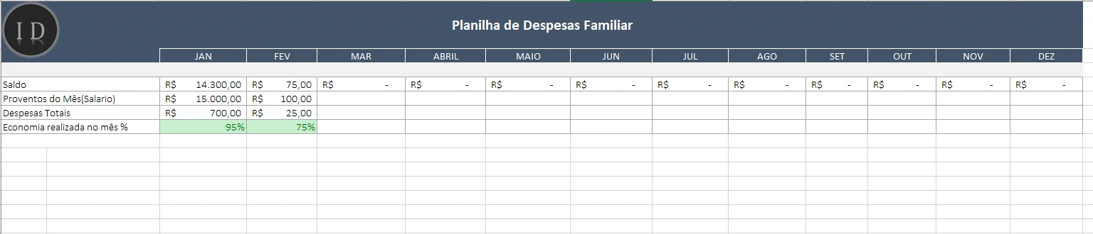 Planilha de Gastos Familiar e Despesas Mensais