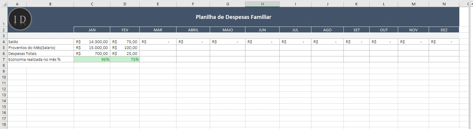 Planilha de Gastos Familiar e Despesas Mensais