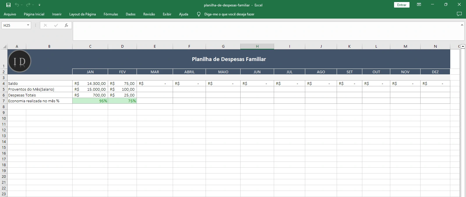 Planilha de Gastos Familiar e Despesas Mensais