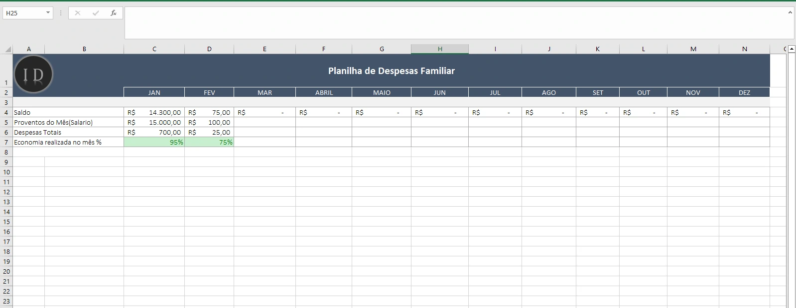 Planilha de Gastos Familiar e Despesas Mensais