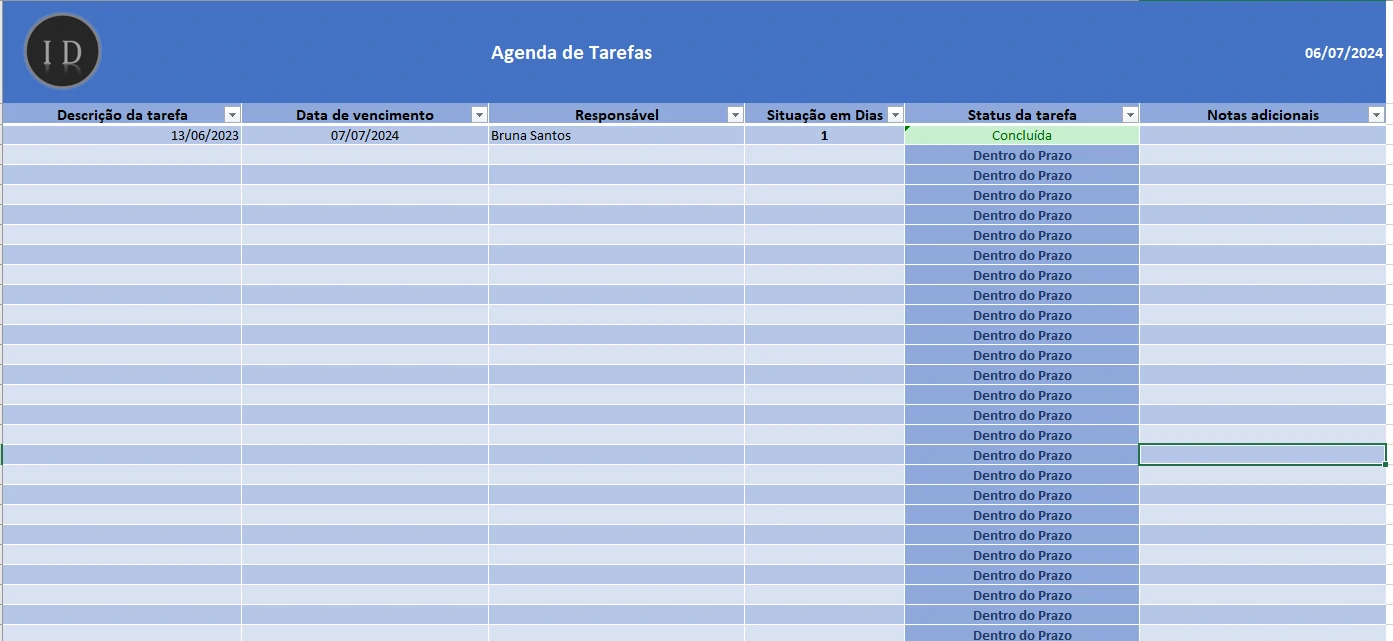 Planilha Agenda de Tarefas e Atividades Diárias