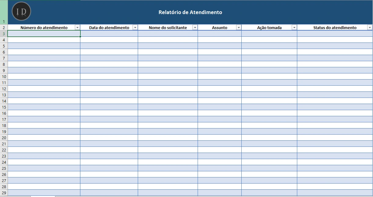 Planilha Relatório de Atendimento e SAC  Clientes