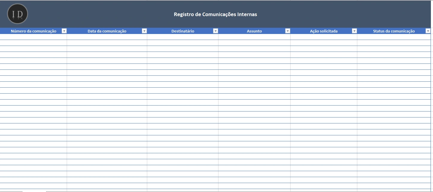 Planilha Registro de Comunicações Internas (DOC)
