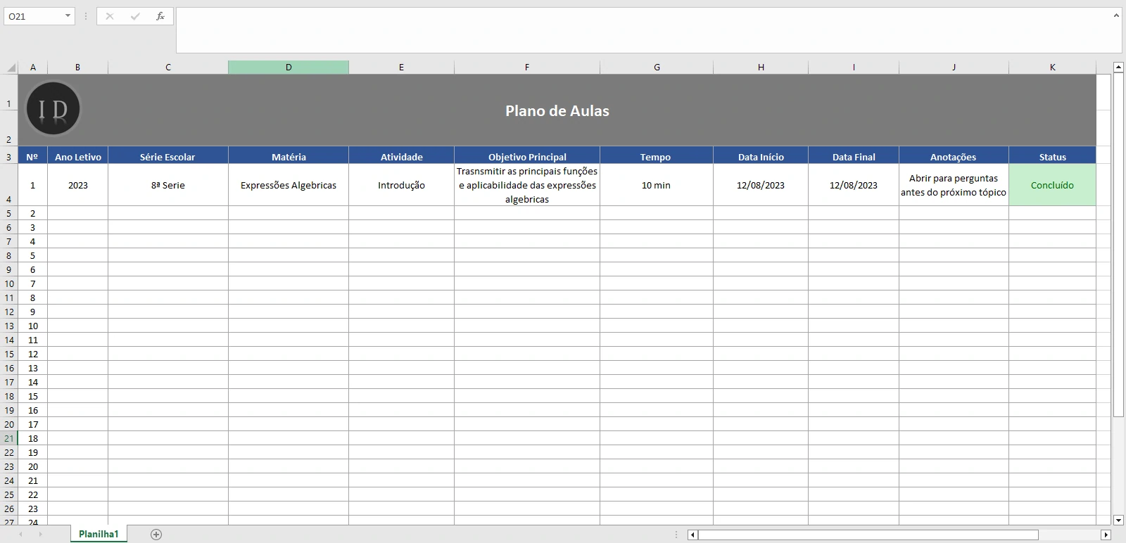 Planilha Plano de Aula Completo para Educadores  Excel